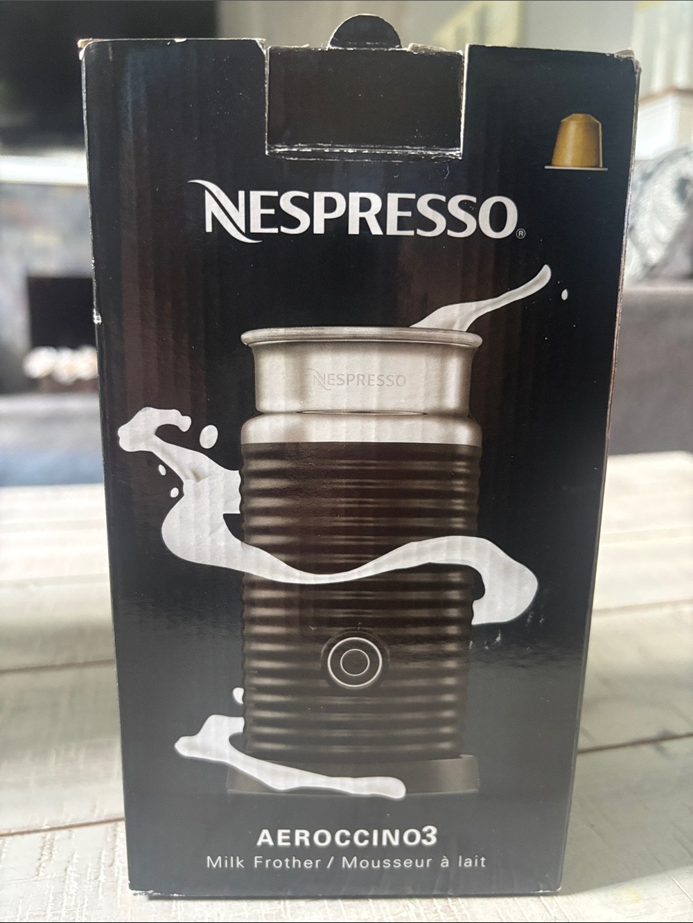 Nespresso Black and Silver Electric Milk Frother with Clear Lid - Picture 2 of 4